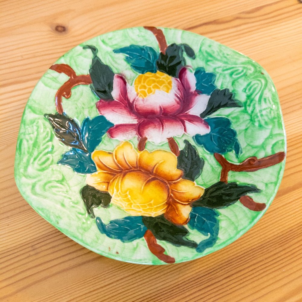 Maling Pottery Trinket Dish Small Bowl Vintage 1950s Floral Hand Painted England